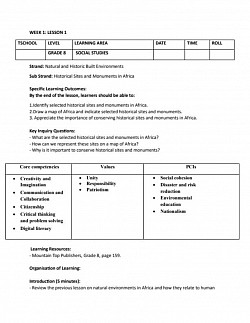 Grade 8 Social studies  Lesson plans Term 3. Cost Ksh 80